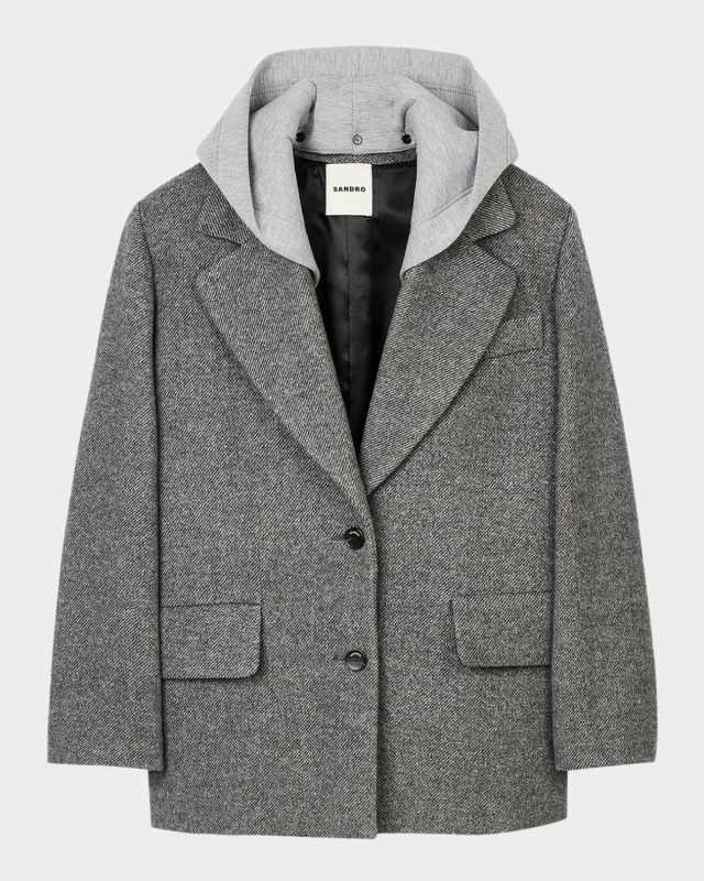 Oliver Wool Coat with a Removable Jersey Hood